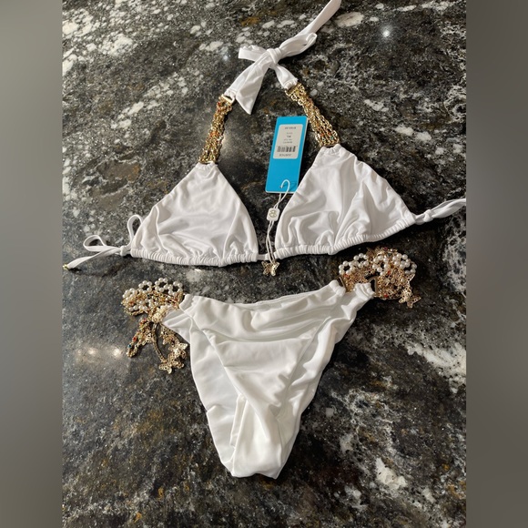 NWT beach bunny triangle bikini XL top/S skimpy bottoms, Bridal set - Picture 5 of 16